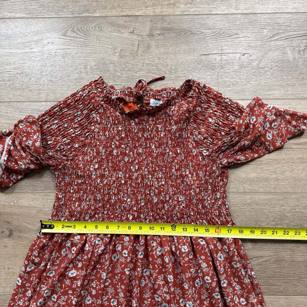 Polagram Rust Floral Midi Dress - Picture 7 of 8